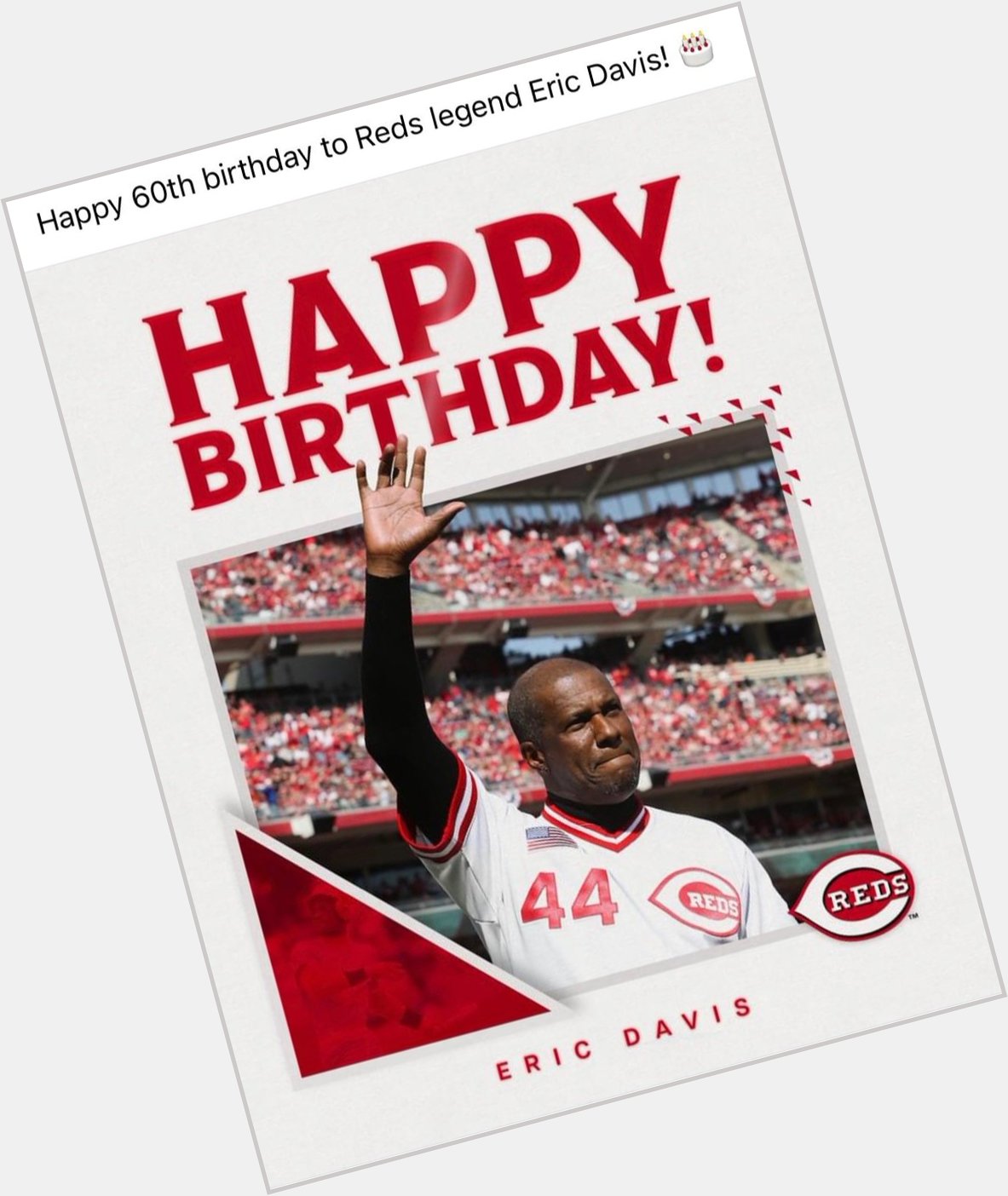 Happy 60th birthday to Reds legend Eric Davis!    @ 