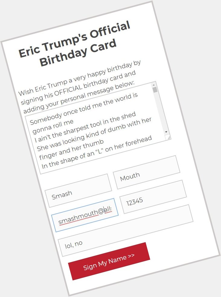 Adding to the discourse by wishing Eric Trump a happy birthday. 