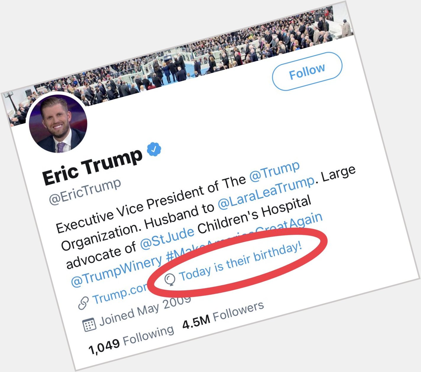 Looks like Eric Trump uses they/them pronouns. Good to know. Happy birthday  