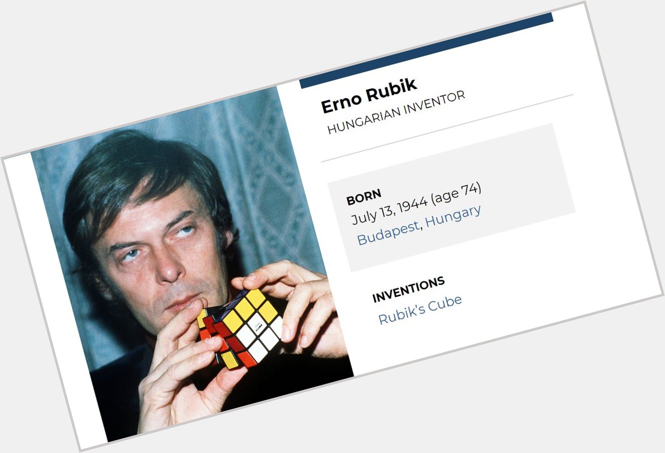 Happy 74th birthday to Hungarian inventor Erno Rubik, the man behind the cube.  