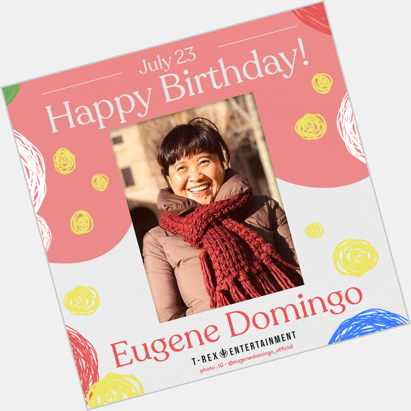 Happy birthday to you, Eugene Domingo!

Have a good one today! 
