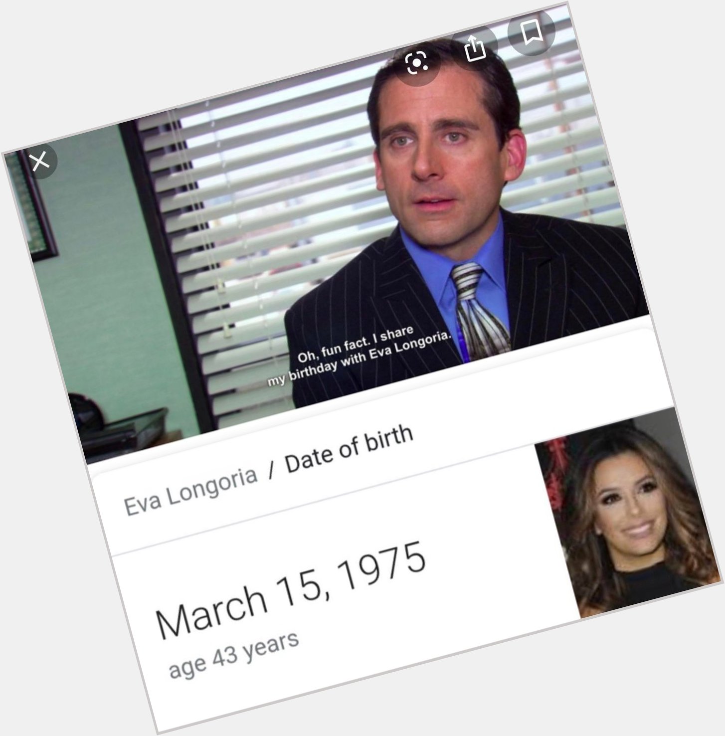  He shares the same birthday with Eva Longoria. Happy Birthday, Michael Scott!!! 