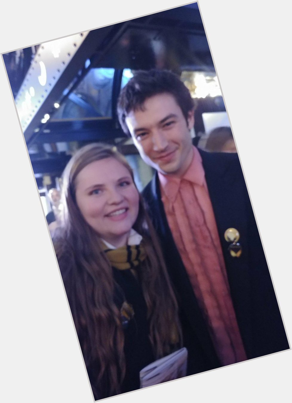 I look horrible and it\s blurry but I would like to wish Ezra Miller a very happy birthday today!!        