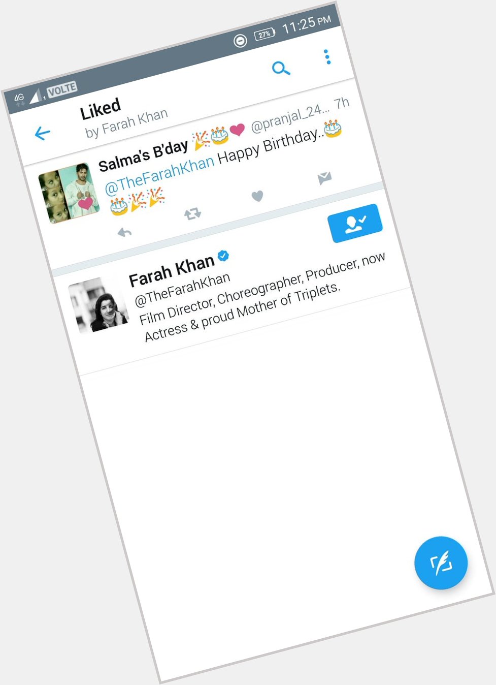 Omg can\t believe this THE FARAH KHAN LIKED MY message..  HAPPY BIRTHDAY FARAH MAM! I LOVE YOU.. 