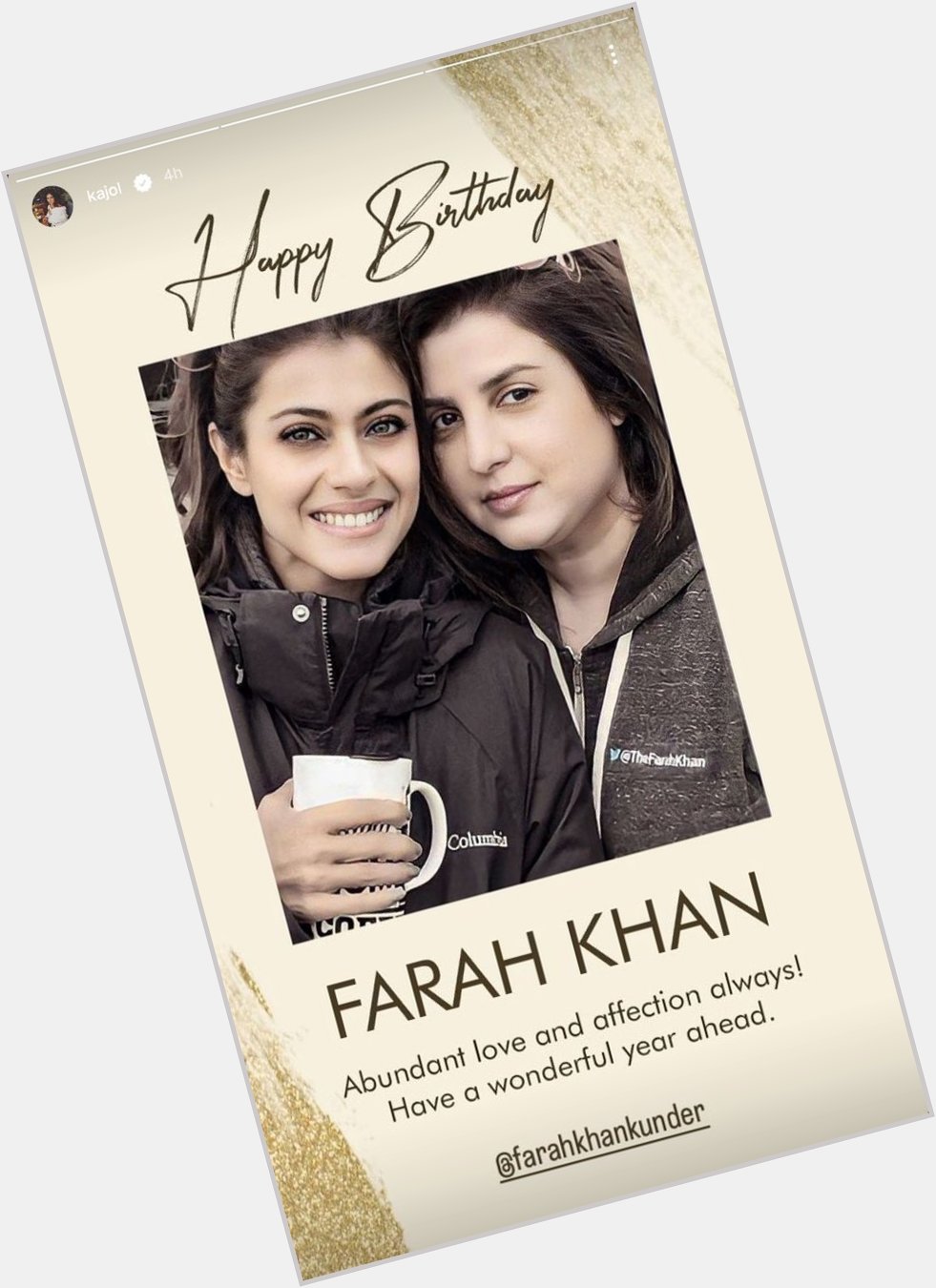 Kajol wishing Farah Khan a happy birthday   Happy birthday   