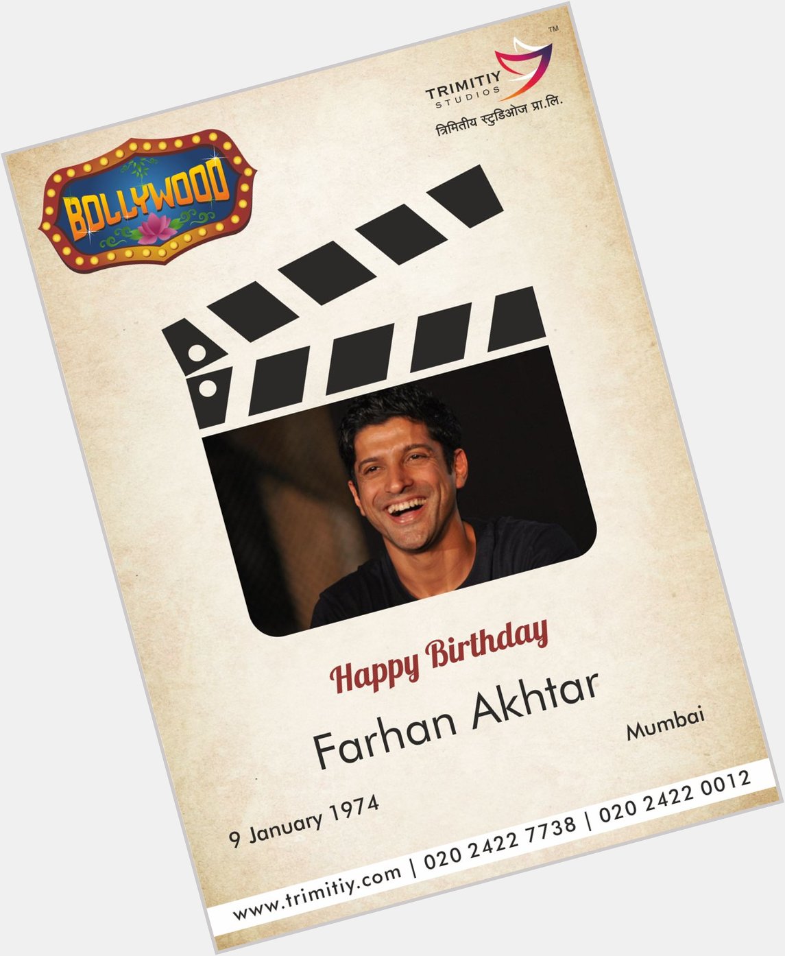 Trimitiy Studios wishing a Very Happy Birthday to Farhan Akhtar...  