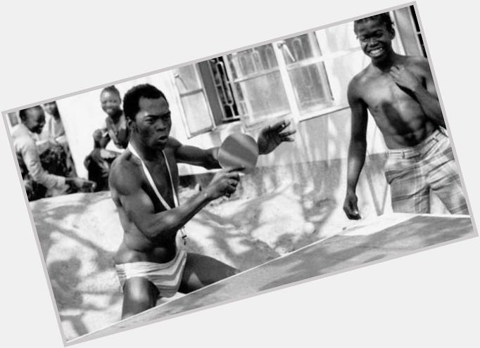   Fela Kuti playing table tennis.Happy birthday KING     Hw3 pant no.    