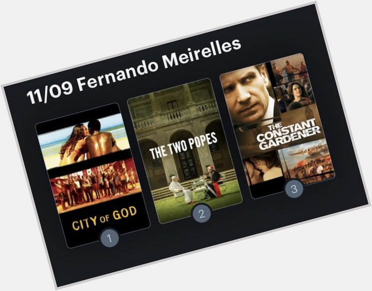 Hoy cumple años el director Fernando Meirelles (66). Happy Birthday ! Aquí mi miniRanking: 