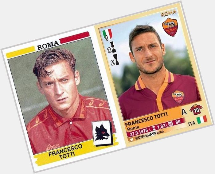 Happy Birthday to Francesco TOTTI. His first sticker (1994-95) and the last one, last season (2013-14) 
