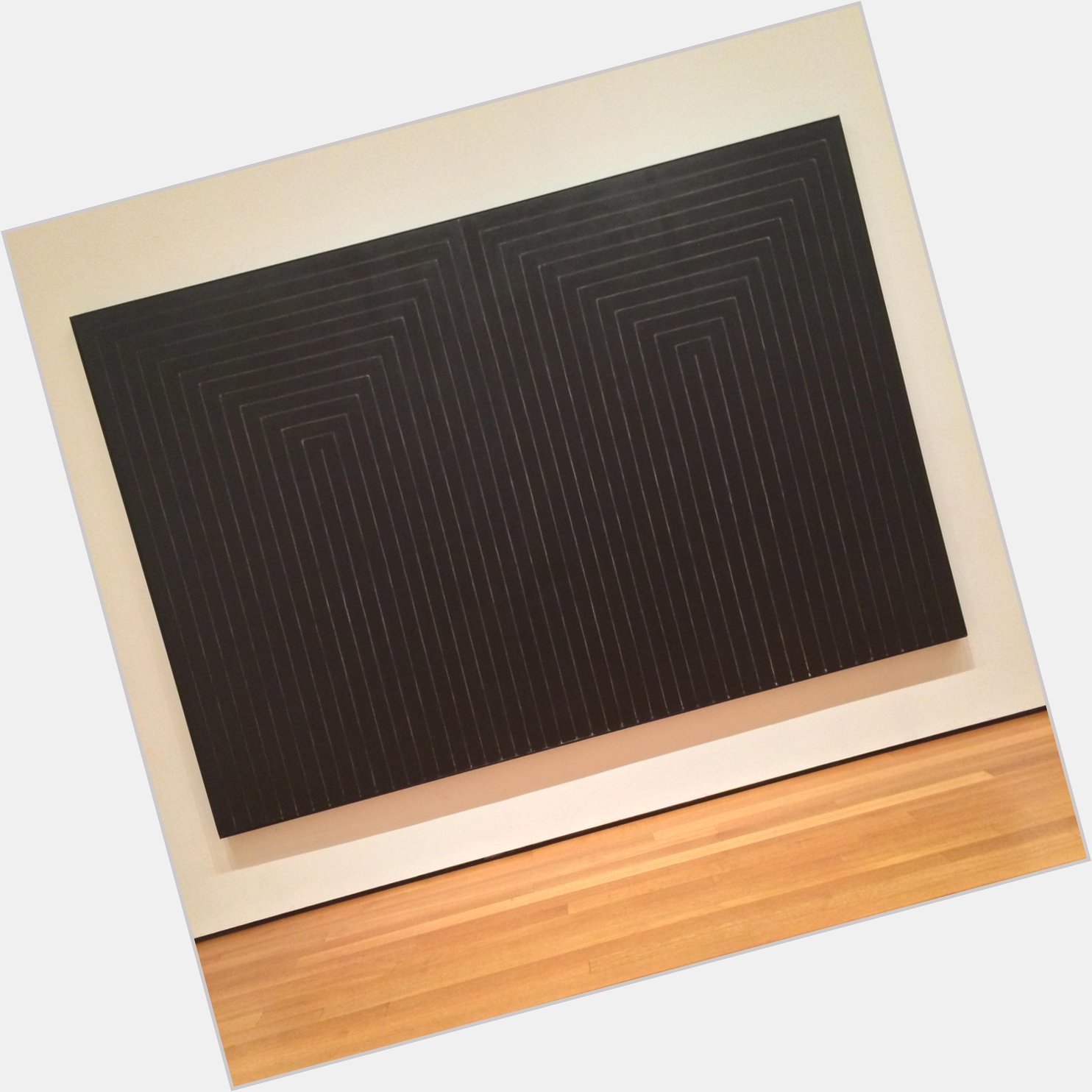 Happy birthday, Frank Stella! He made this painting for MoMA\s exhibit \"16 Americans\" in \59.  