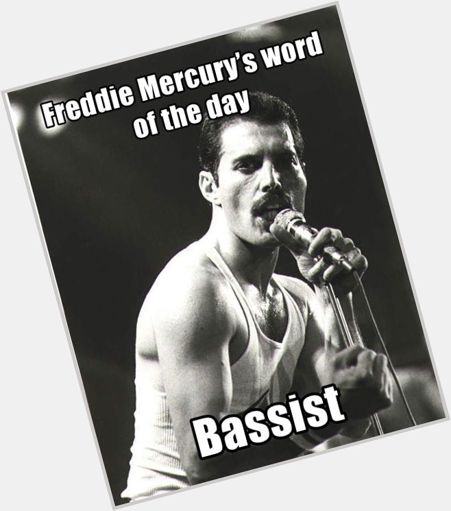 Freddie Mercury s word of the day is 
Bassist.
Happy birthday John Deacon! 