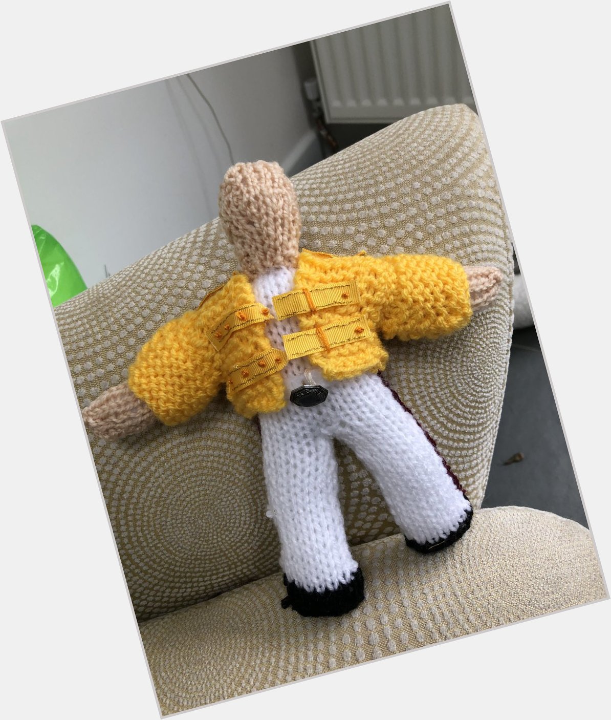 What s making me happy? Making a knitted Freddie Mercury for my mum s birthday! Progress so far! 