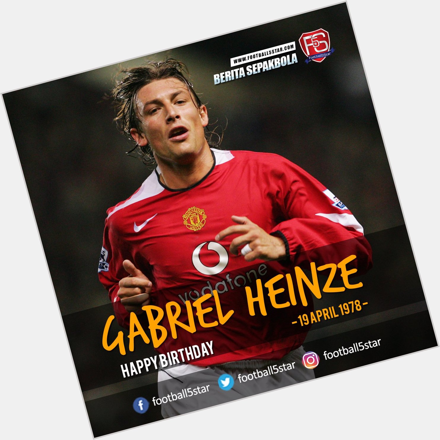 Kalian masih ingat Gabriel Heinze guys? hari ini dia berulang tahun, 
Happy Birthday Gabriel Heinze 19 April 1978 