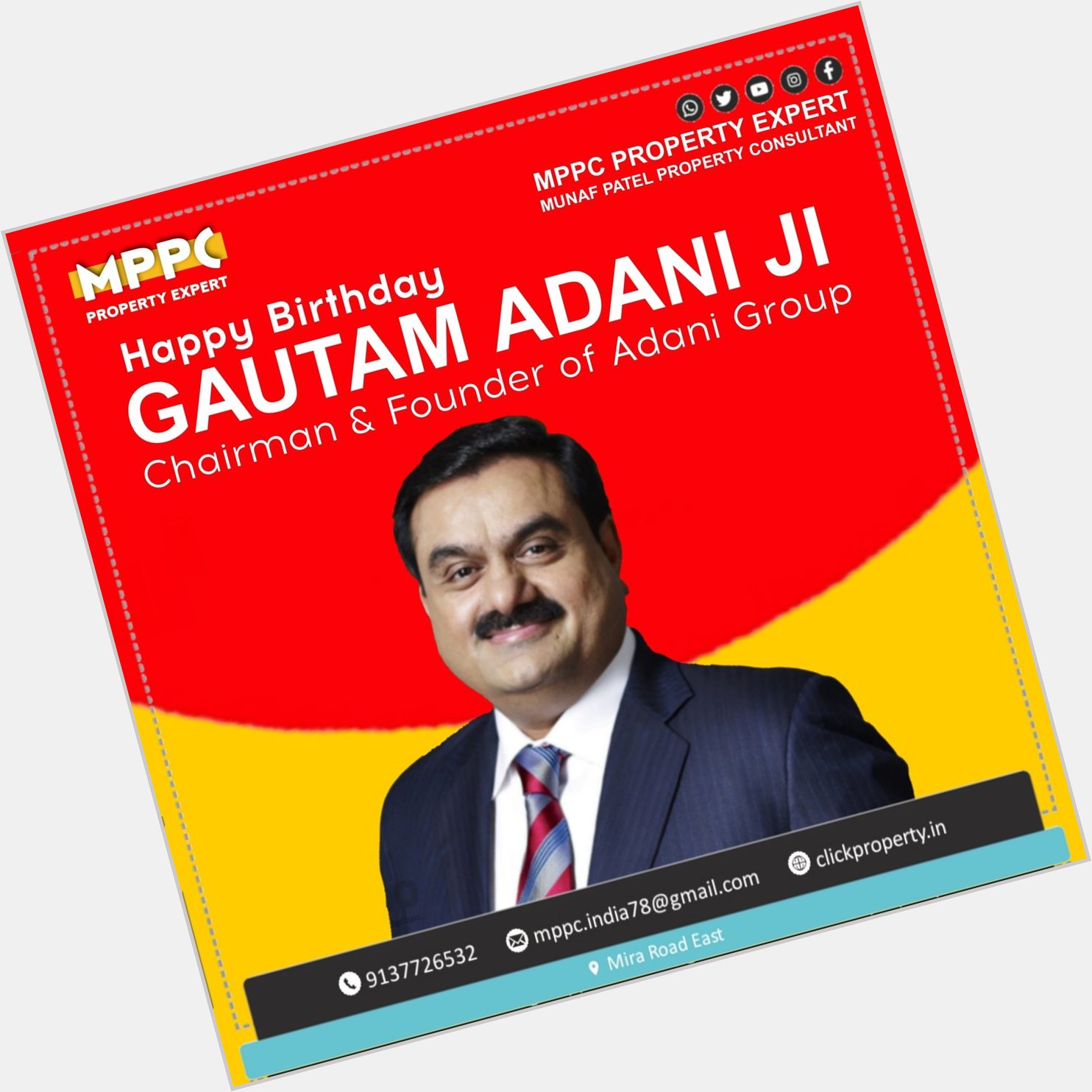 Happy Birthday
GAUTAM ADANI JI
Chairman & Founder of Adani Group
.   
