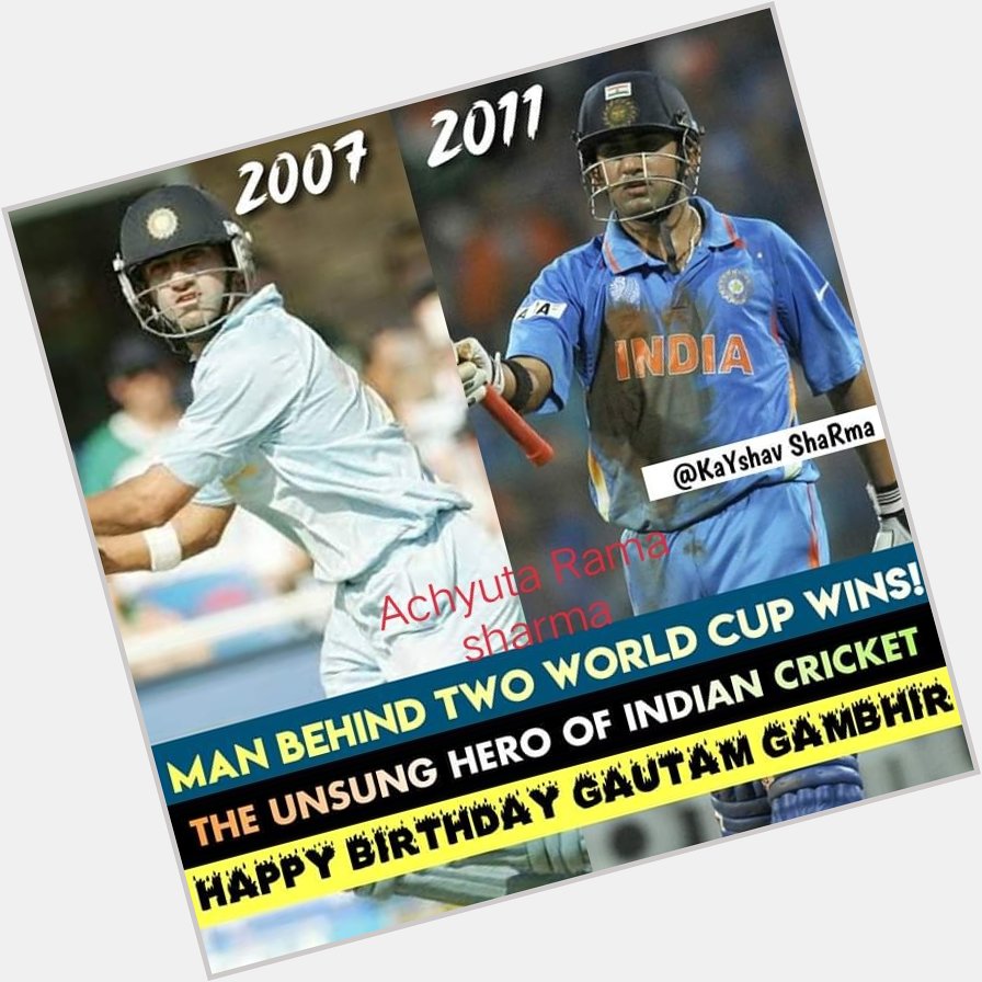  Happy Birthday Gautam Gambhir!   .  Bhai.    Good man&Cricketr.  Never ever. Salute 
