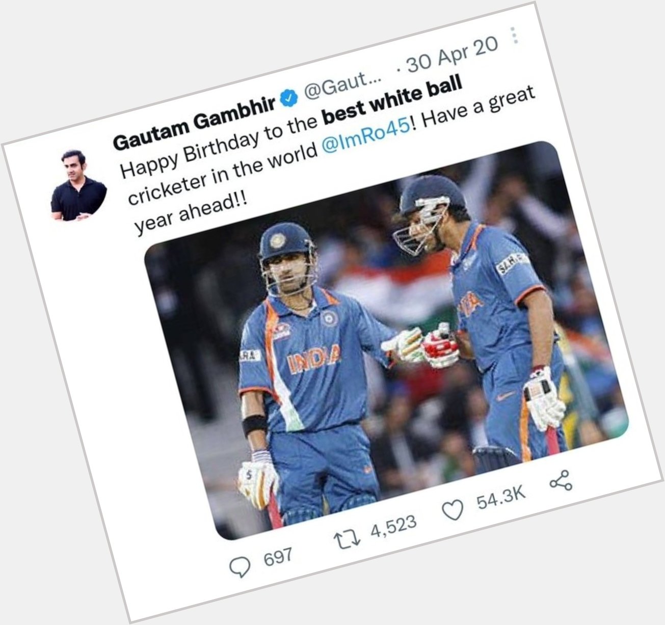 Happy birthday to Gautam Gambhir who gave us 2 worldcup. One of the finest cricketing game.   