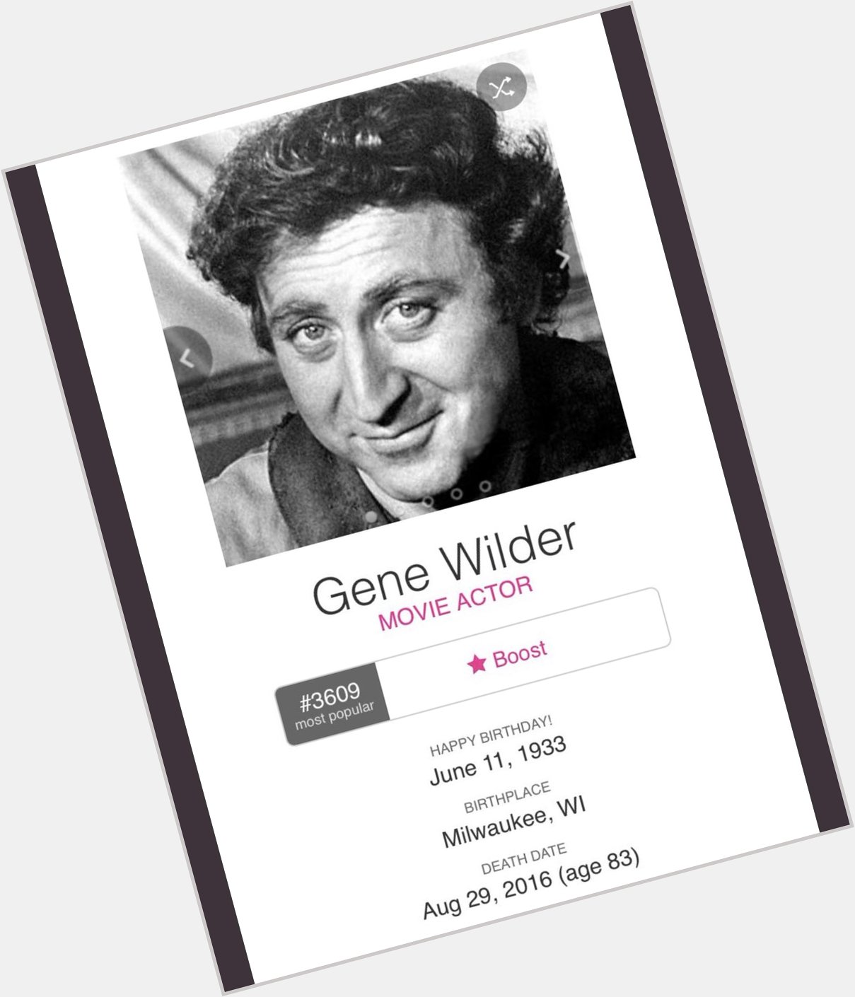 Happy birthday Gene Wilder!!! 