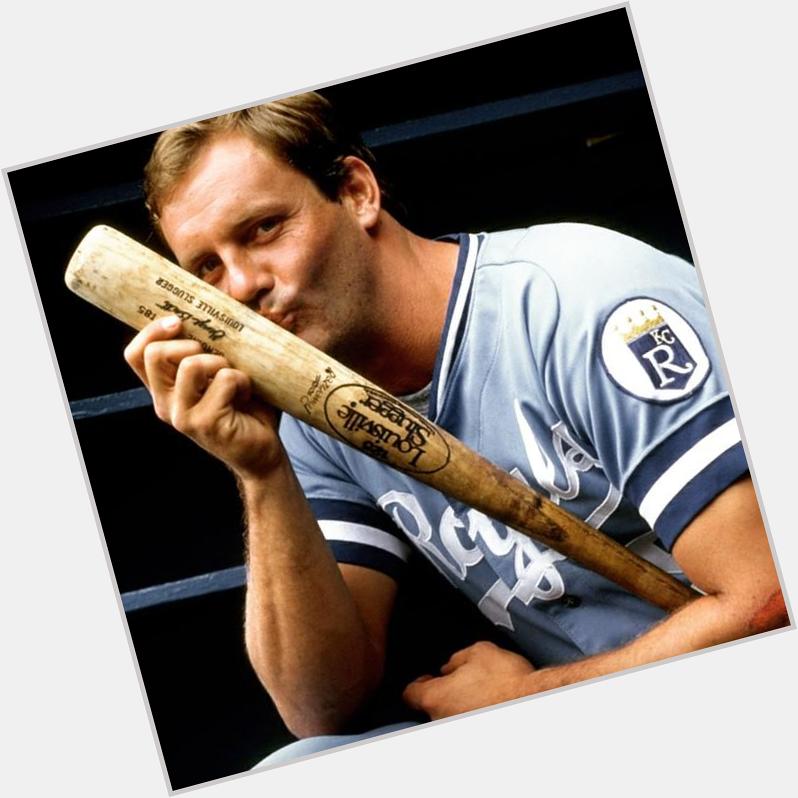 Just a man loving his bat. Happy birthday to my childhood hero, Mr. George Brett cc  