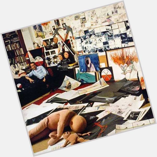 A very happy birthday to Gerald Scarfe, here seen in his studio whilst working on Pink Floyd\s The Wall. 