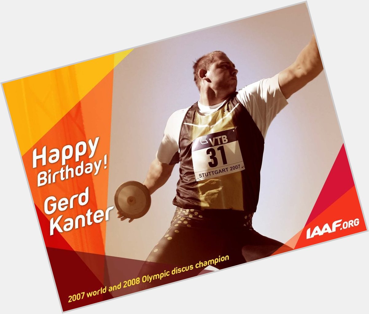 Happy birthday to discus great Gerd Kanter! 
More:  