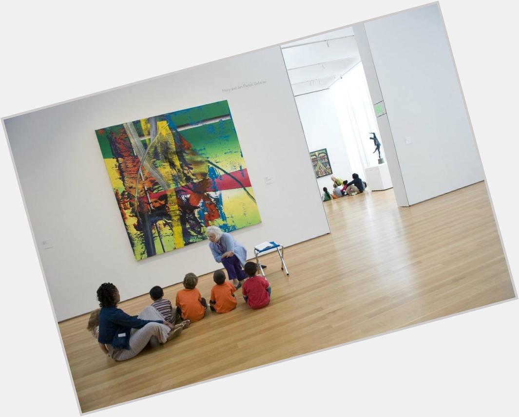 Happy 83rd birthday to Gerhard Richter! Here\s a school group learning about his 1985 painting \"Station (577-2).\" 
