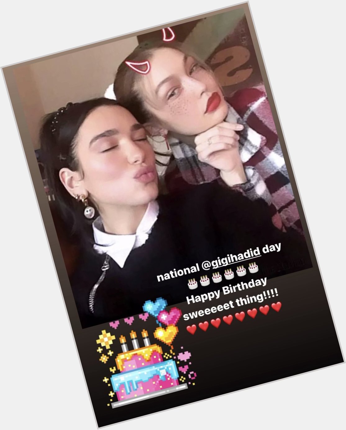 Dua Lipa wishing Gigi Hadid a Happy Birthday via Instagram Stories! 