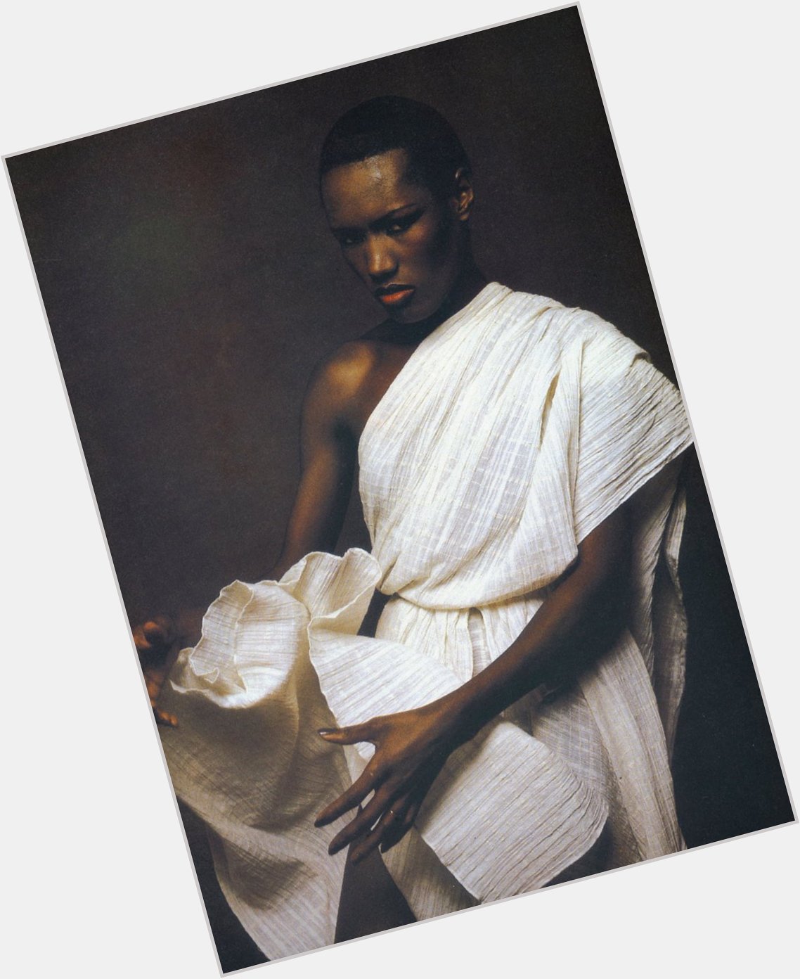 Happy birthday to Grace Jones, here in a by Issey Miyake, 1978. 