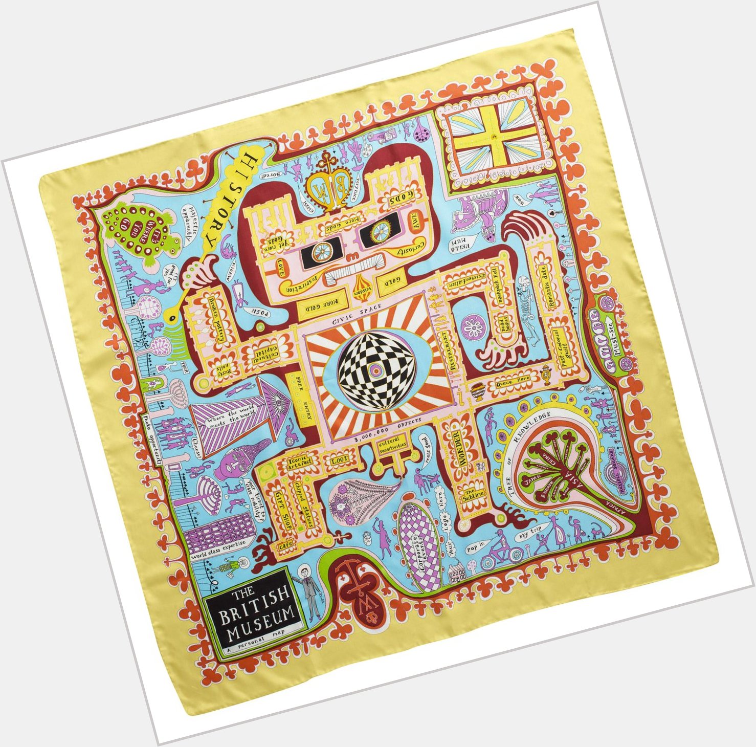 Happy birthday to Grayson Perry! Here s his map of the Museum on a beautiful scarf 
