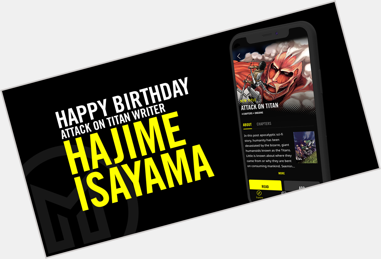 Happy Birthday to Hajime Isayama, the author of Attack on Titan! 