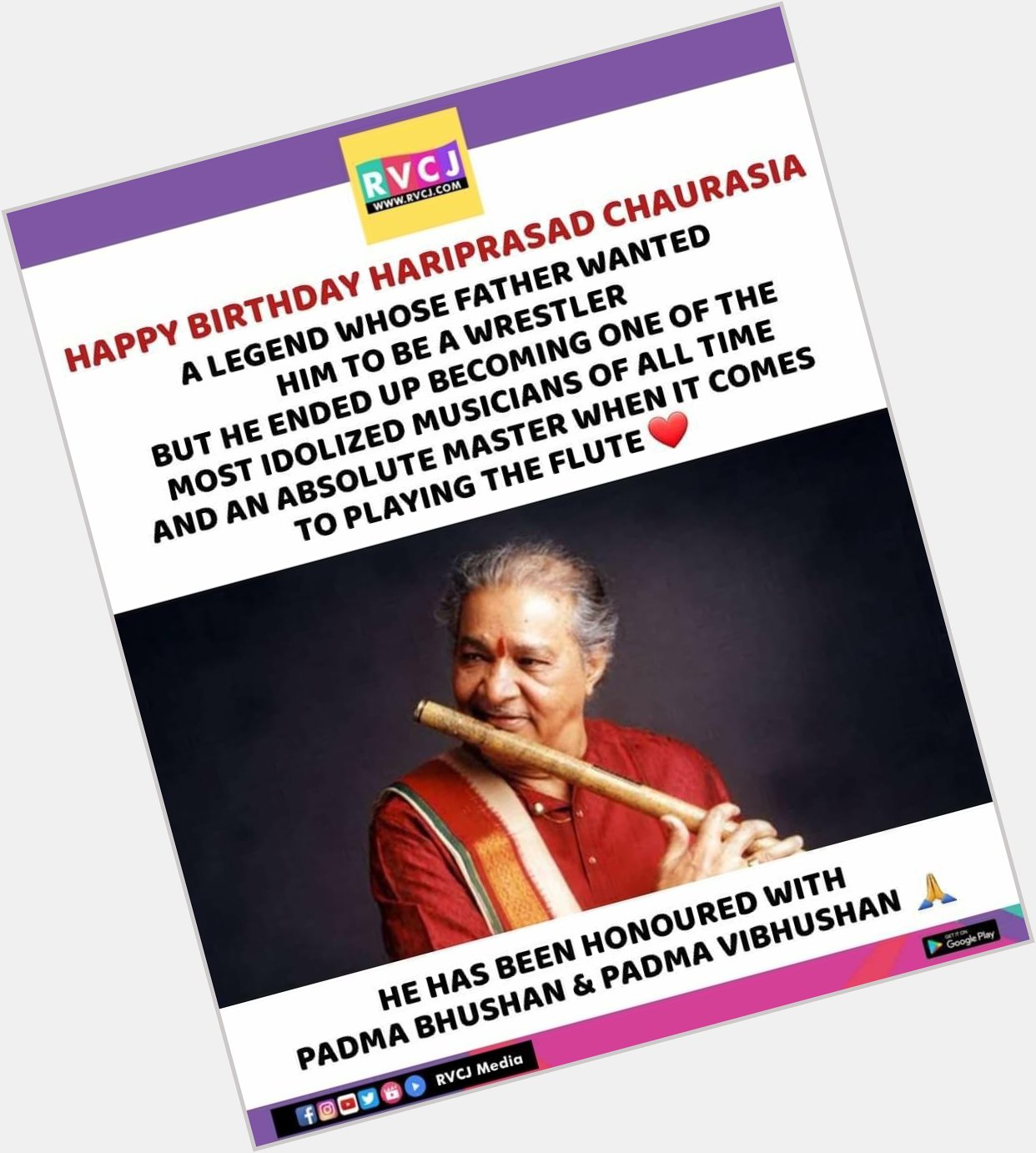 Happy Birthday Hariprasad Chaurasia      