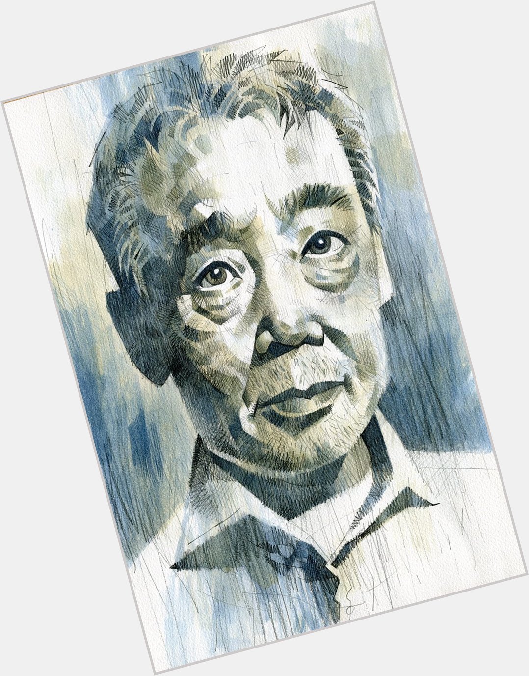 Happy birthday, Haruki Murakami! Here\s a drawing from 2015. Pencil and watercolour. 