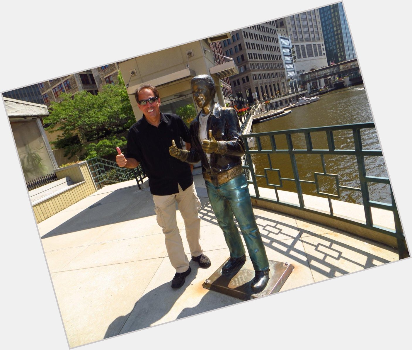 10/30 Happy Birthday Henry Winkler at the Phonz statue, Milwaukee Riverwalk, Wisconsin 