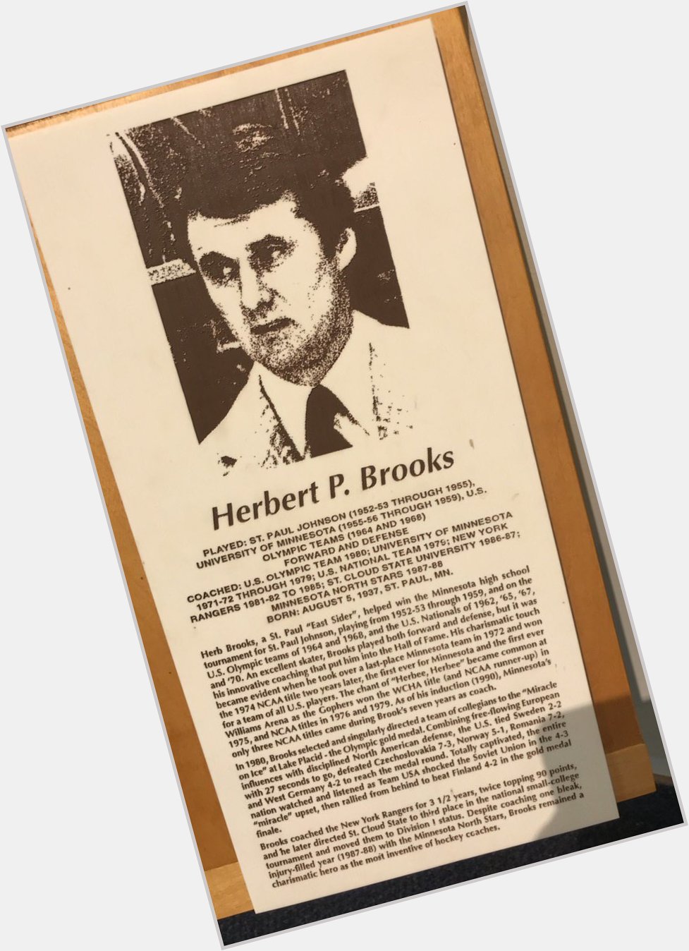 A happy birthday to the legendary Herb Brooks. 