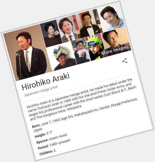 Today is the only when you can remessage this!

Happy Birthday Hirohiko Araki! :) 
