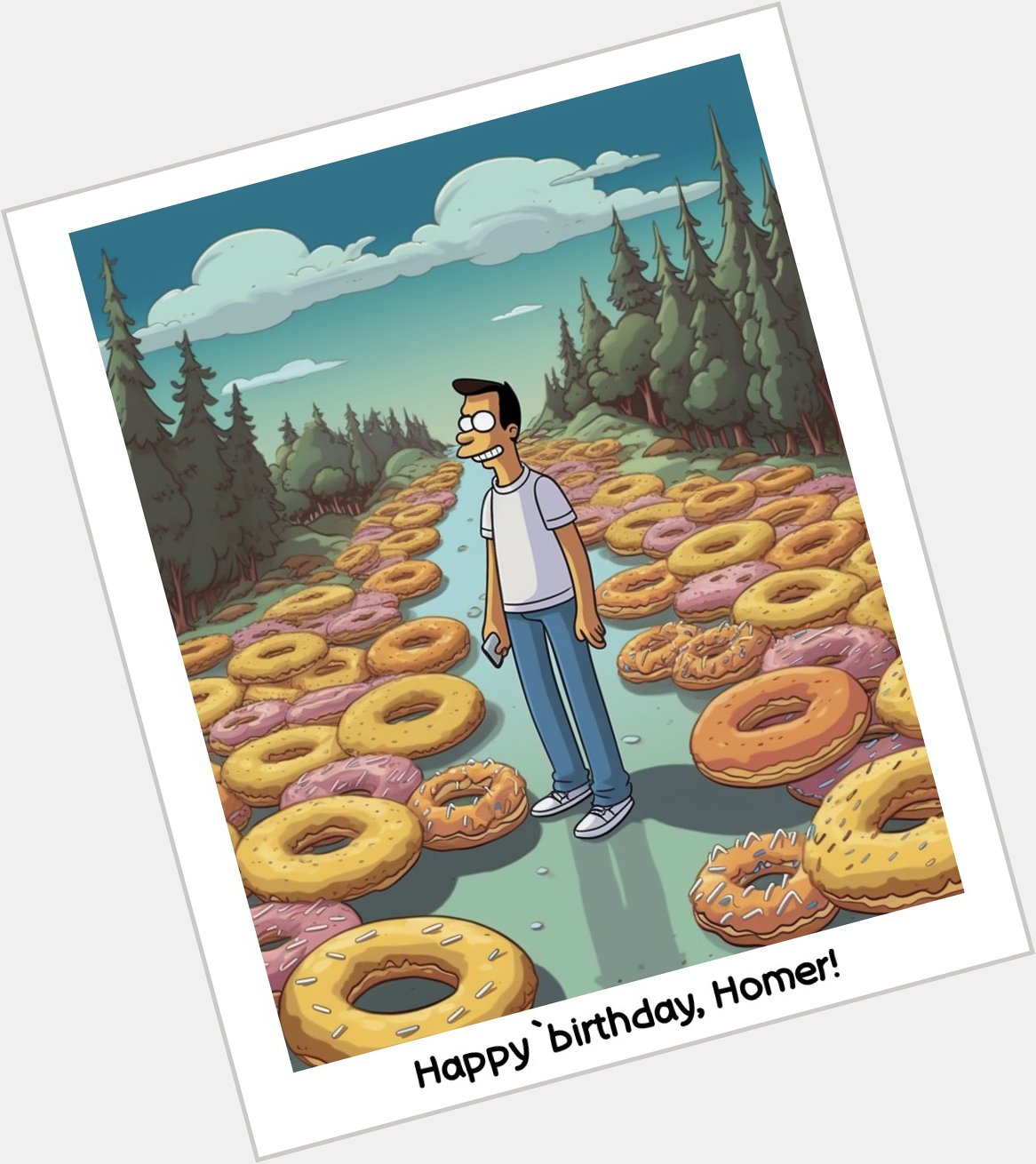 \"Happy birthday, Homer Simpson! D\oh-n\t forget to have a donut-filled day!\"  