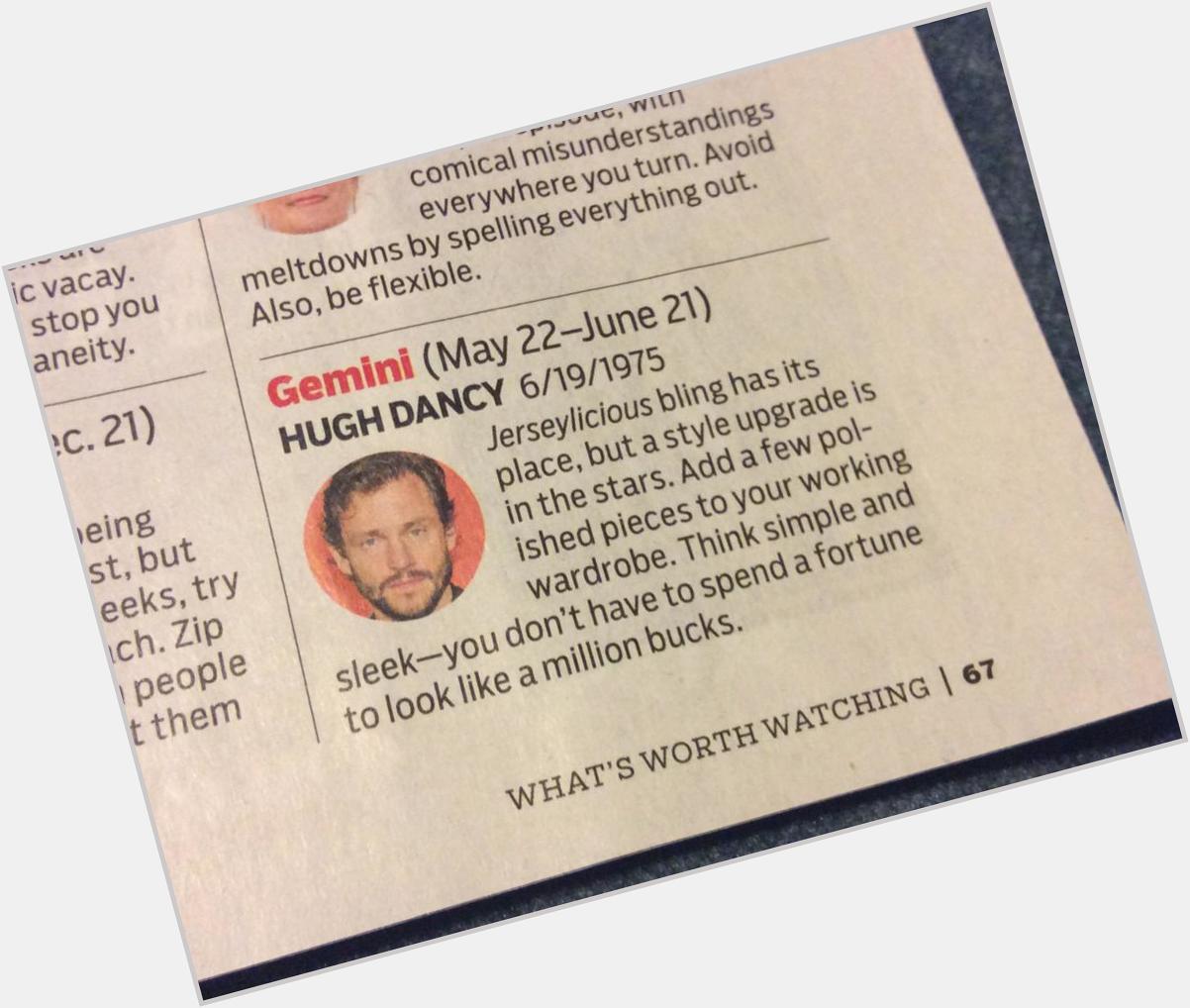 Look who got their picture in TV Guide\s horoscope in the July 22-28, 2015 issue. Happy birthday, Hugh Dancy! 
