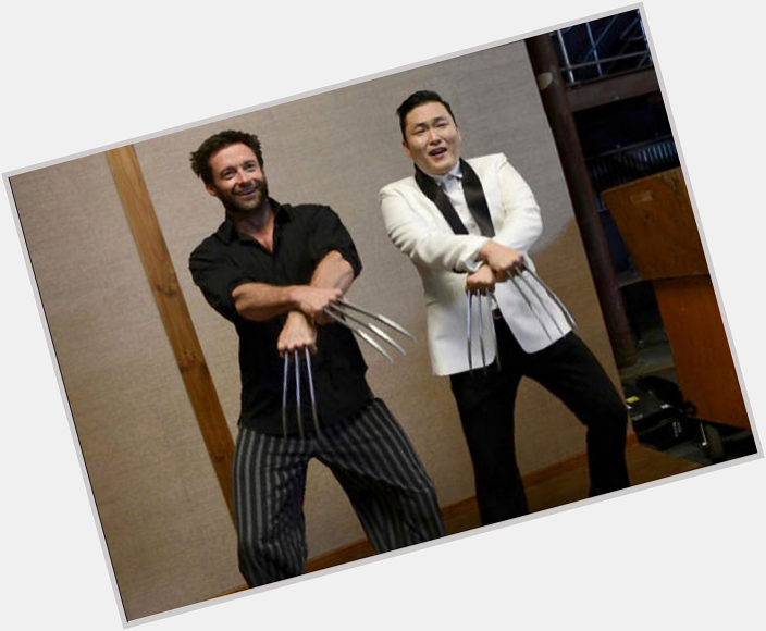 Happy birthday Hugh Jackman, here showing that big arse claws are no obstacle to partying gangnam style. 