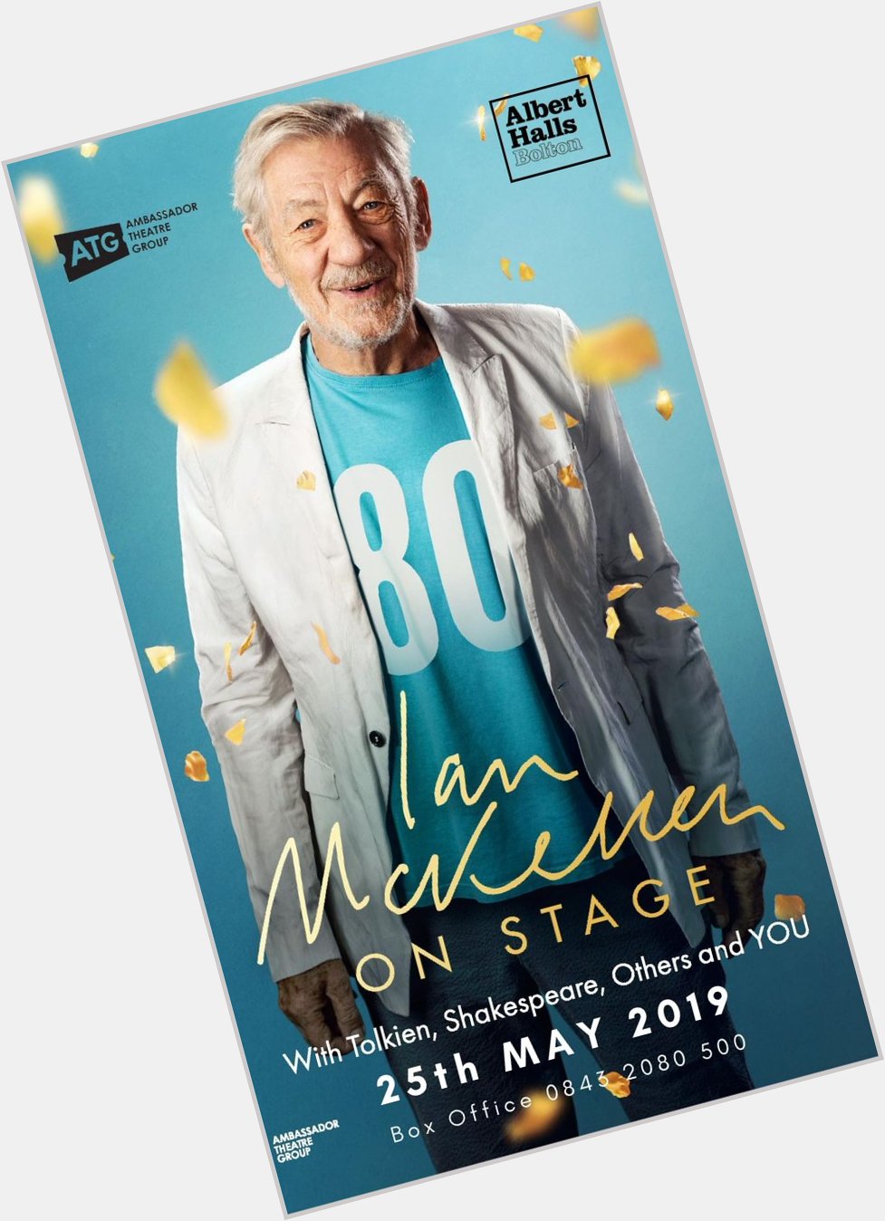 Happy 80th Birthday Sir Ian McKellen. We look forward to welcoming you to the Albert Halls this evening. 