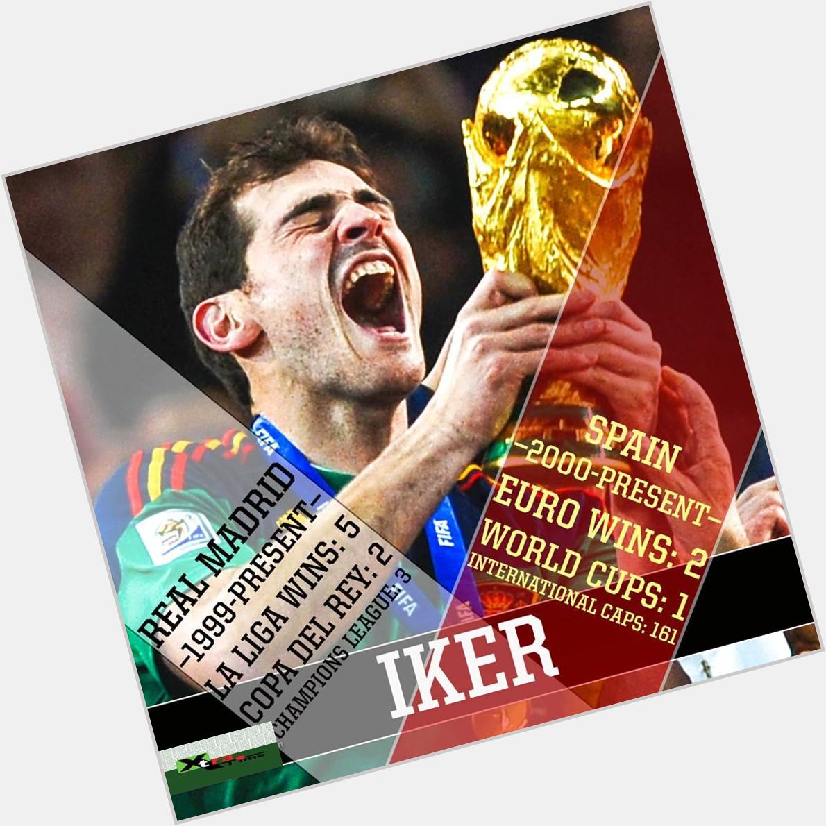 Happy Birthday, Iker Casillas!

34 years
1 World Cup
2 Euro
2 Copa del Rey
3 Champions League
5 La Liga

Legend. 