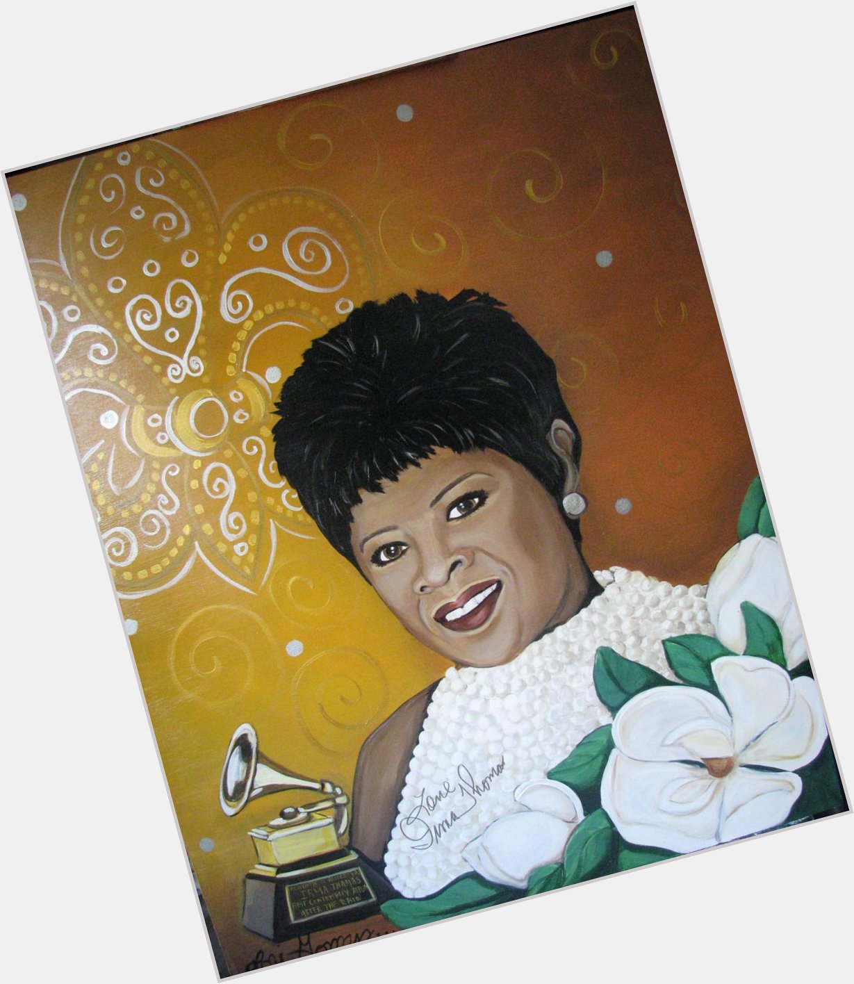 Lori Gomez Art Wants to wish Ms. Irma Thomas a Happy Birthday. This is a painting I did of her that she signed. 
