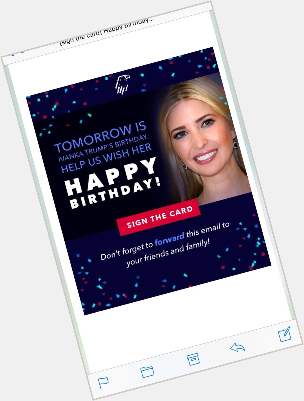 New email: [sign the card] Happy Birthday Ivanka Trump 