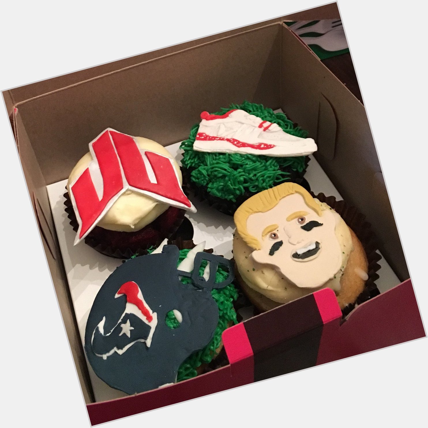 Happy 28th Birthday to Here are some JJ Watt themed cupcakes I made for your special day 