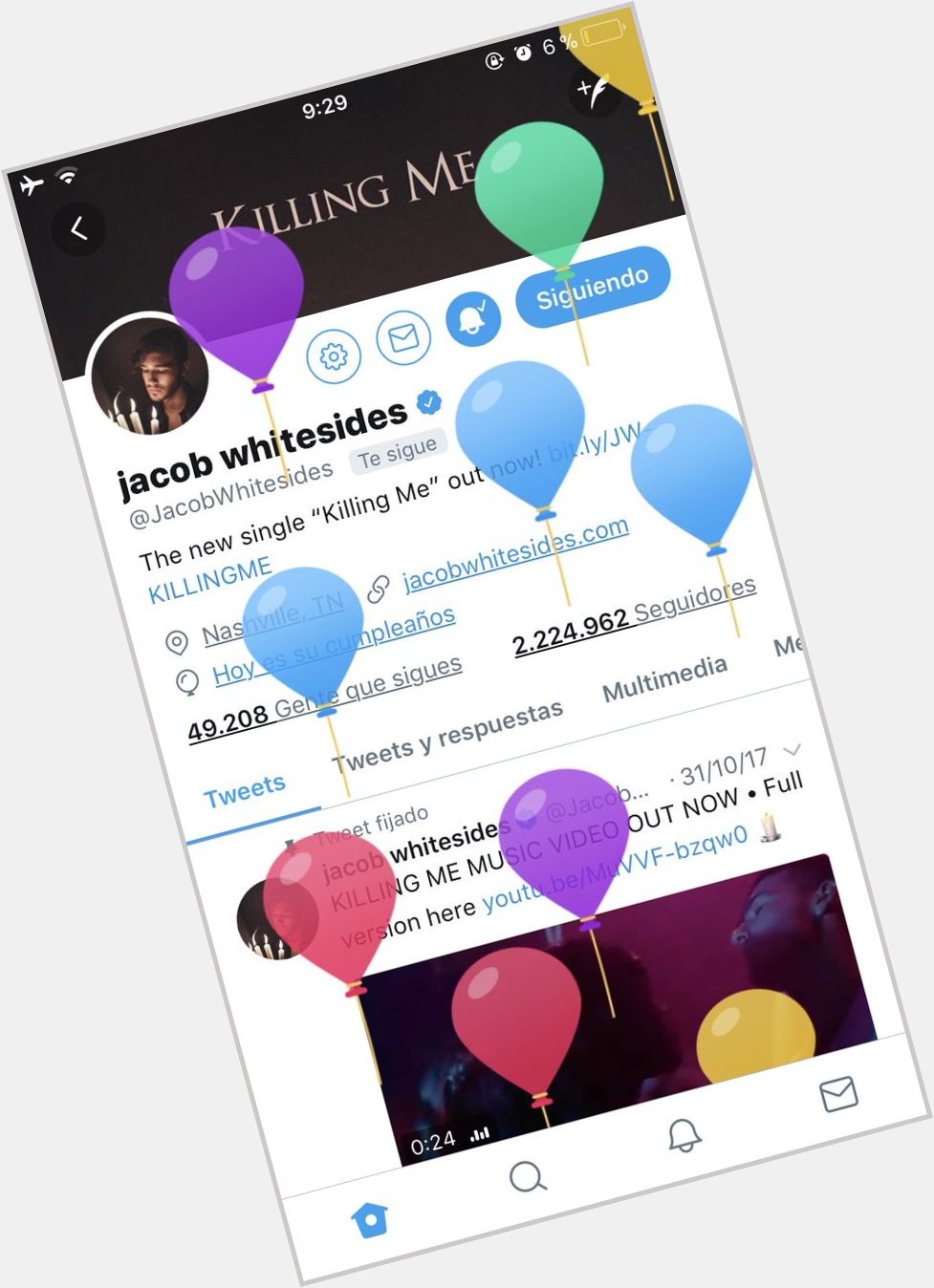 I LOVE THE BALLONS  happy birthday to the greatest artist, producer, songwriter and human being jacob whitesides 
