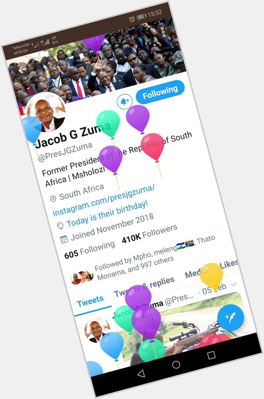 Ubaba receive balloons on message Happy birthday Jacob  