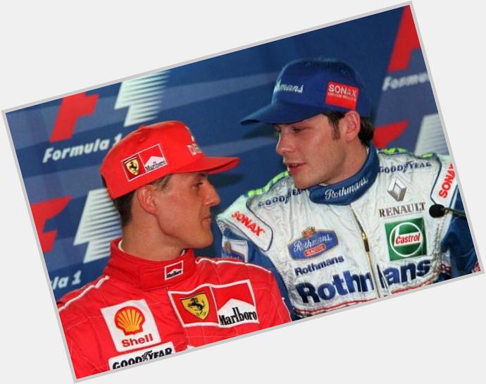 Happy 44th birthday to former World Champion Jacques Villeneuve. Here he is with Micheal Schumacher in 1997. 