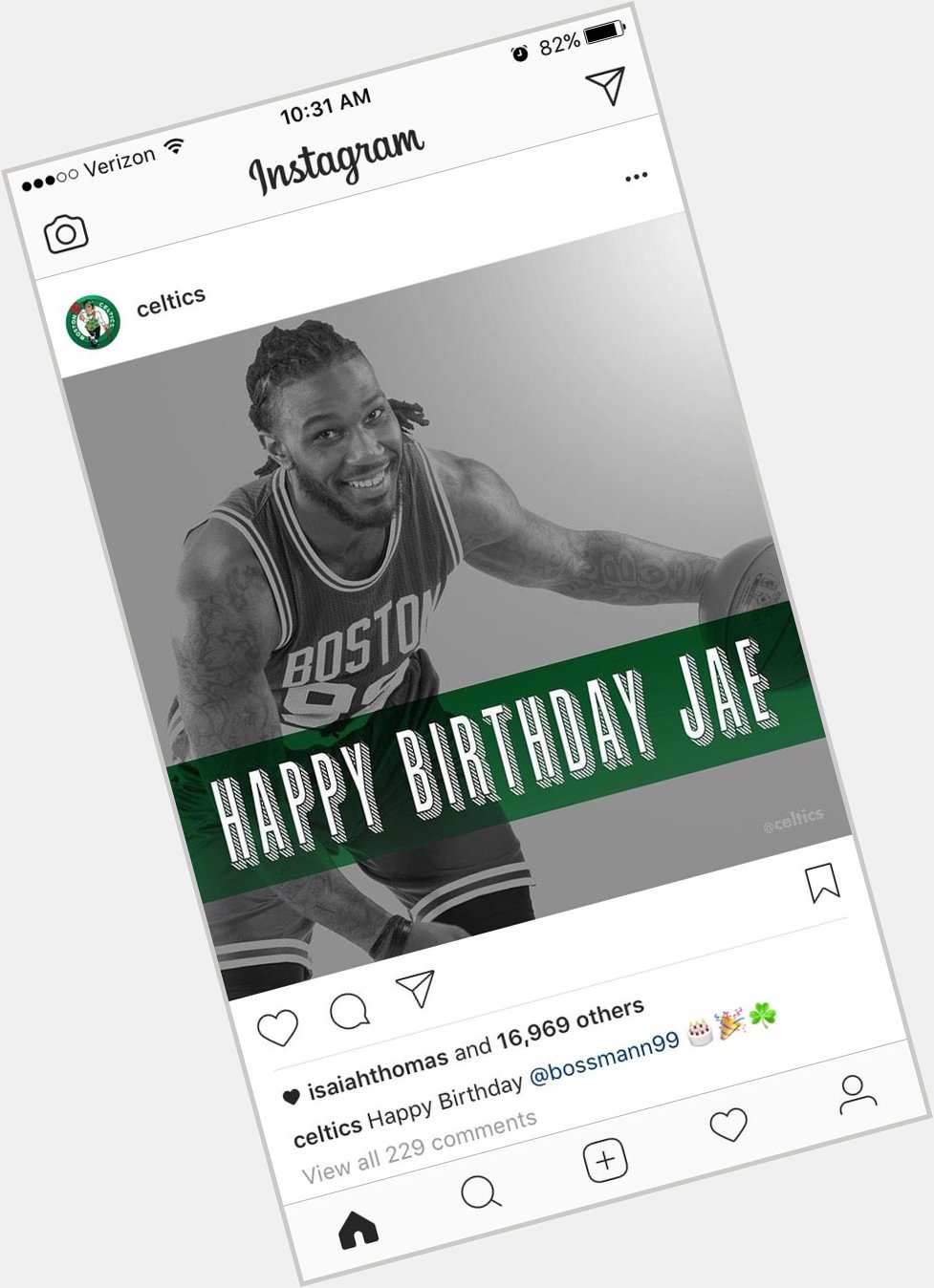 Lol happy bday Jae Crowder, we\re trying to trade you to make room for Hayward 