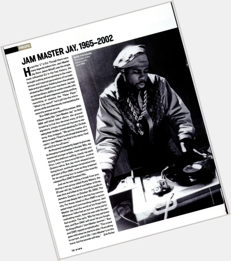 Happy birthday, Jam Master Jay. (Jan. 2003) : Erik Parker 