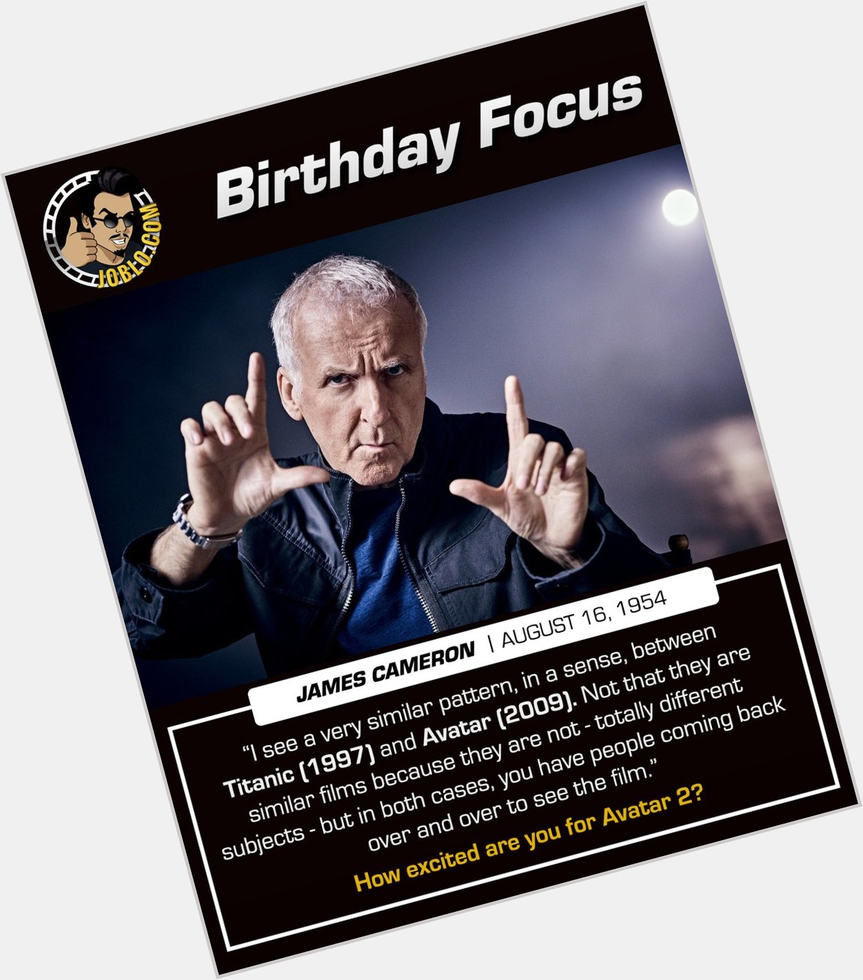 Happy birthday to legendary filmmaker, James Cameron!

Can\t wait to see what he does with Avatar 2! 