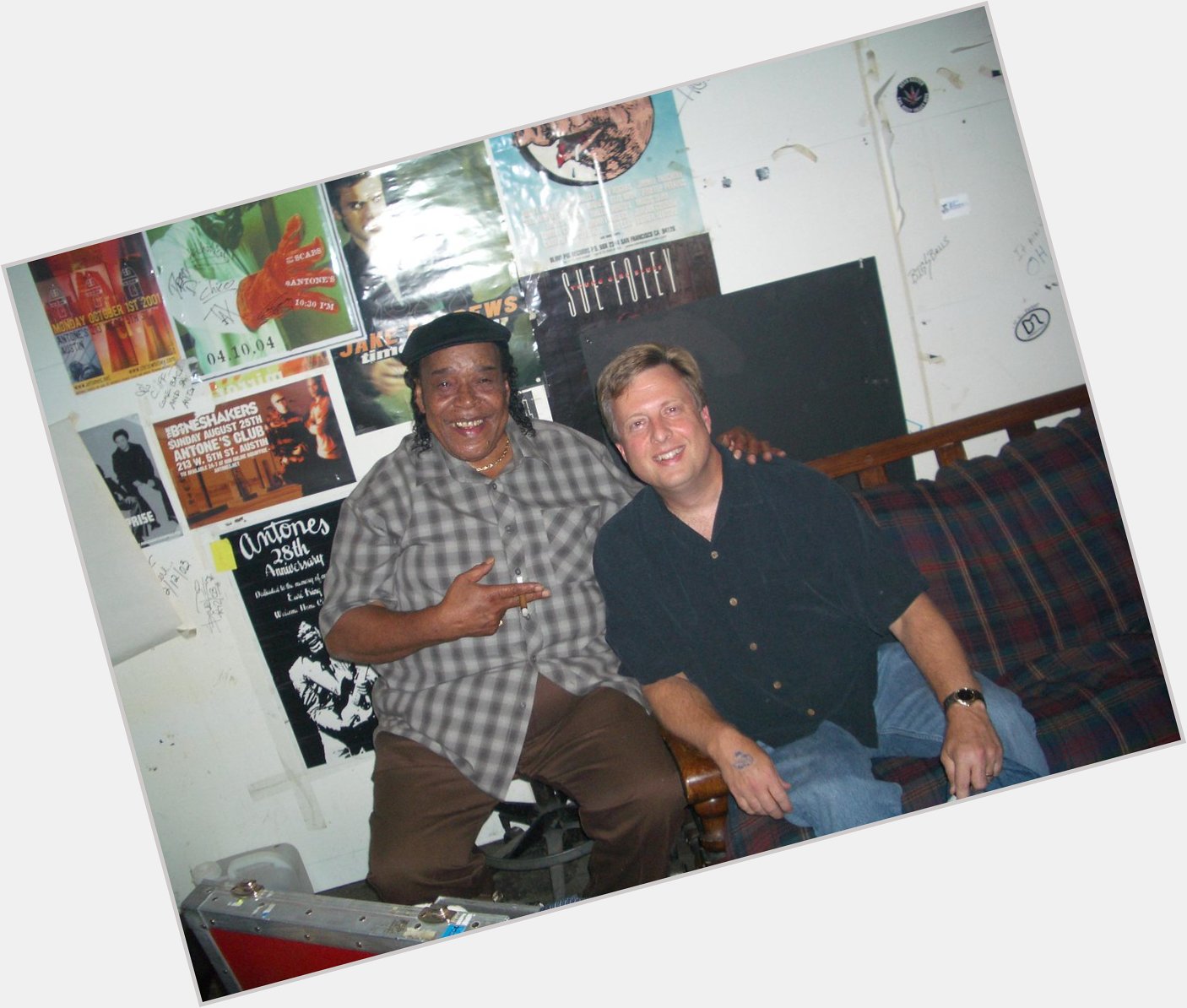 Happy 80th birthday to blues harmonica great, Mr. James Cotton!  Here\s me & Cotton backstage at Antone\s in 2004. 