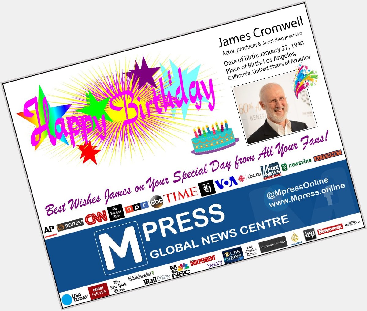 Happy Birthday James Cromwell Mpress Global News Centre 